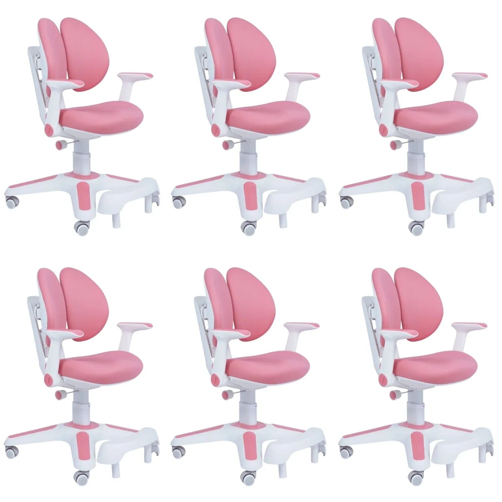 6x Ergonomic Children Kids Study Chairs Height Adjustable - Pink - Mekamart Australia