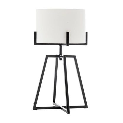 Modern Scandi Metal Dimmable Table Desk Lamp Light w/ Linen Shade - Matte Black - Mekamart Australia