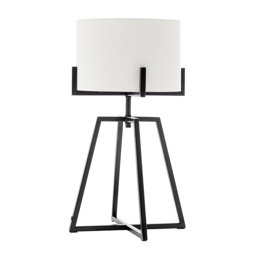 Modern Scandi Metal Dimmable Table Desk Lamp Light w/ Linen Shade - Matte Black - Mekamart Australia
