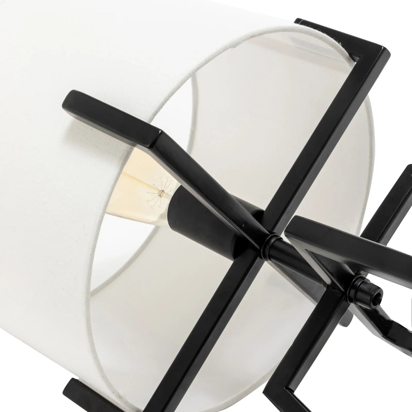 Modern Scandi Metal Dimmable Table Desk Lamp Light w/ Linen Shade - Matte Black - Mekamart Australia