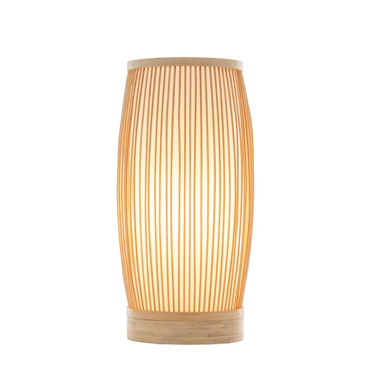 Natural Woven Bamboo Cylinder Table Lamp Light Shade Boho Tropical Coastal - Mekamart Australia