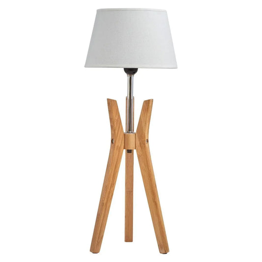 Bamboo Tripod Table Lamp Desk Modern Rustic Geo Light w Linen Shade - Mekamart Australia