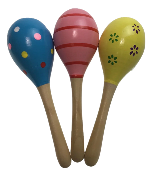 3x WOODEN MARACAS Musical Egg Percussion Toy Shakers Rattles Rumba Party - Mekamart Australia