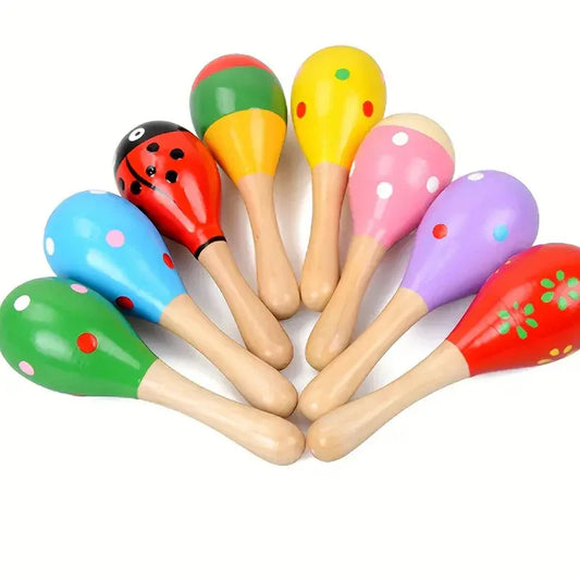 6x WOODEN MARACAS Musical Egg Percussion Toy Shakers Rattles Rumba Party BULK - Mekamart Australia