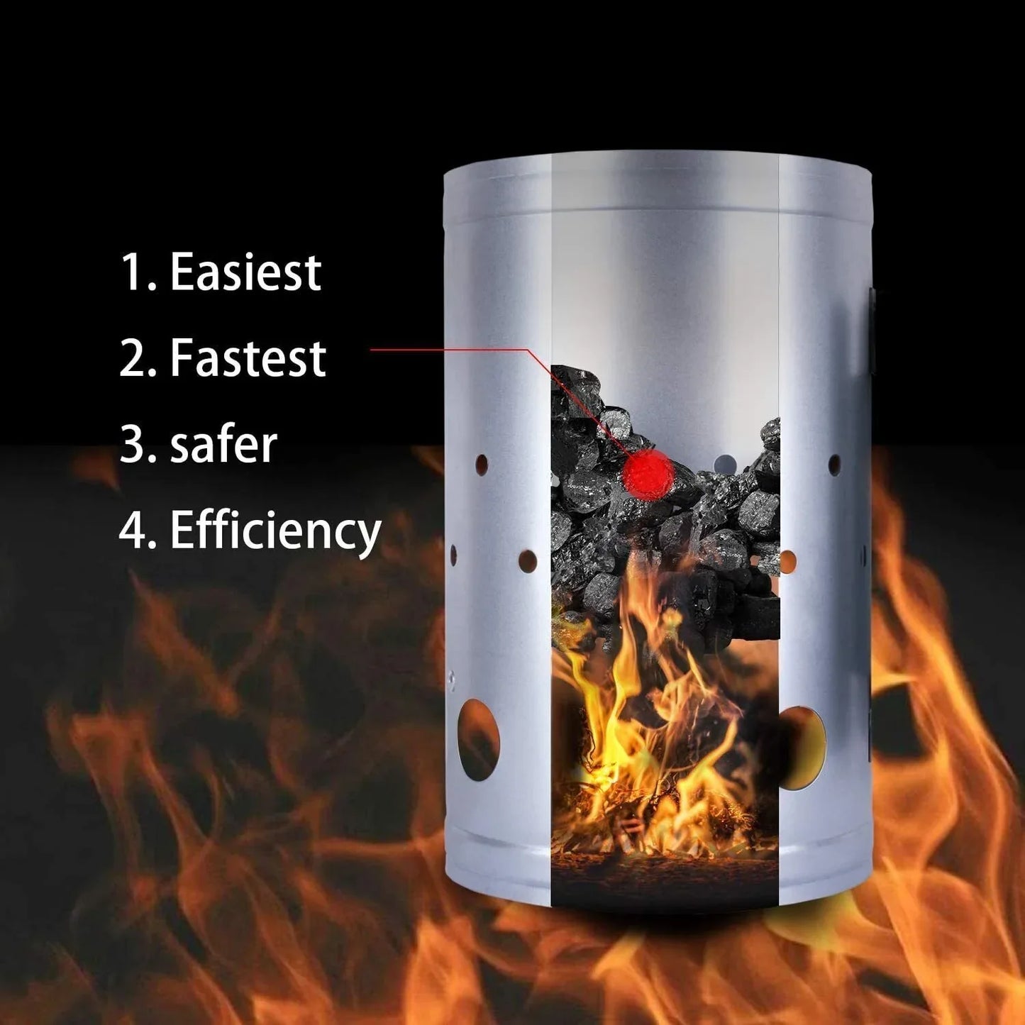 Large Chimney Starter Firewood Quick Rapid Charcoal Lighter Stove For Barbecue - Mekamart Australia