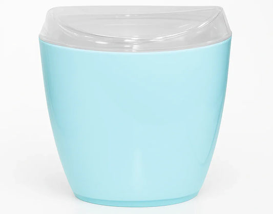 Oval Swing Top Waste Rubbish Bin Acrylic Lightweight Compact Bathroom Office in Blue - Mekamart Australia