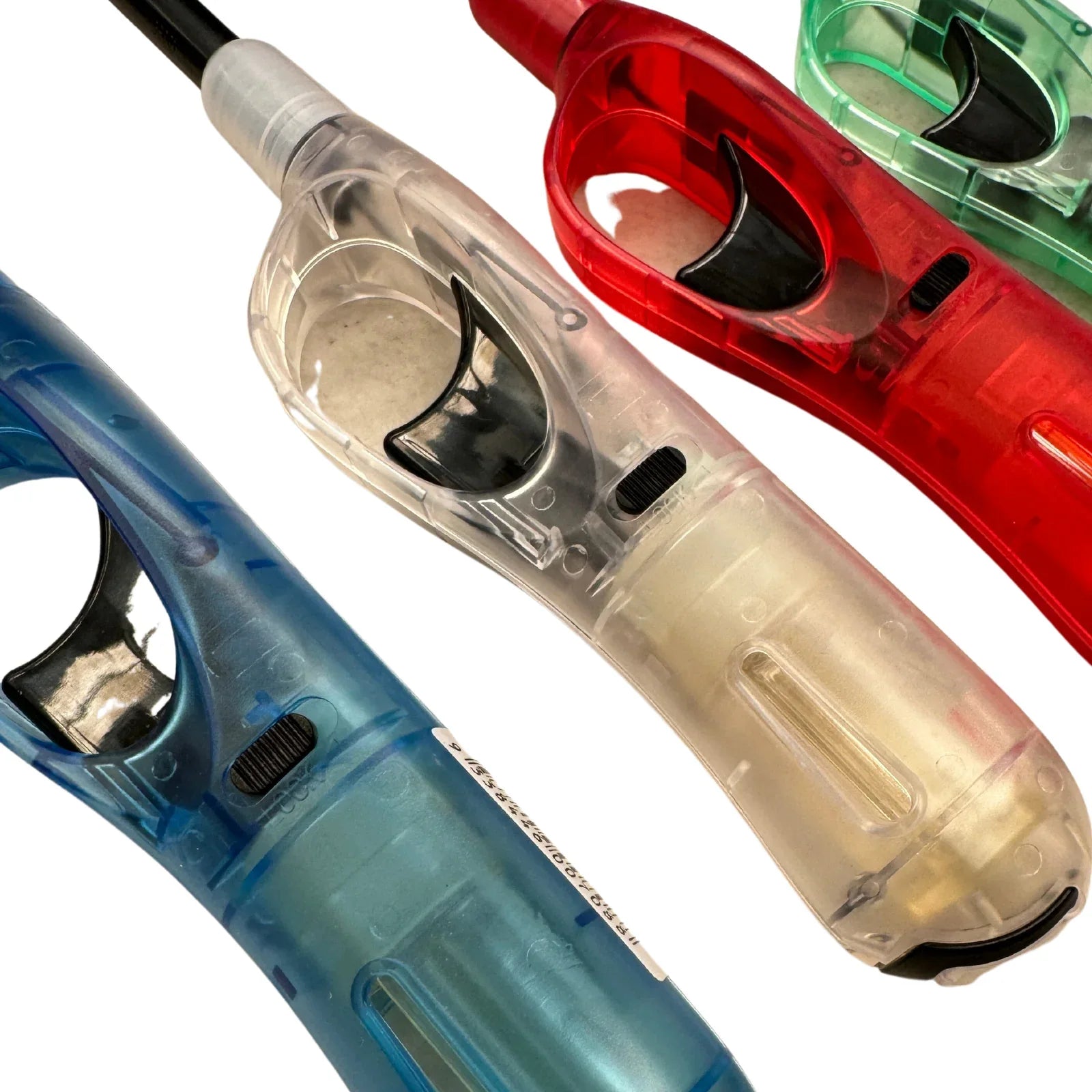 12x Clear Long Gas Lighter for BBQ Kitchen Cigarette w/ Safety Lock - Assorted Colours - Mekamart Australia