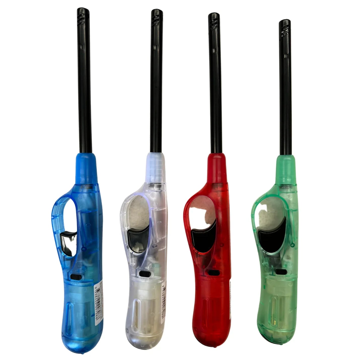 1x Clear Long Gas Lighter for BBQ Kitchen Cigarette w/ Safety Lock - Assorted Colours - Mekamart Australia
