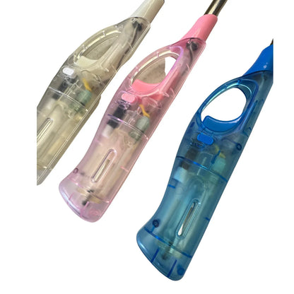 1x Clear Long Gas Lighter for BBQ Kitchen Cigarette w/ Safety Lock - Assorted Colours - Mekamart Australia