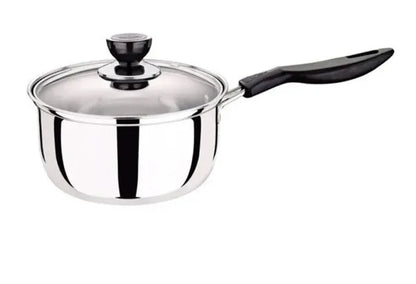 14cm Stainless Steel Milk Pot with Glass Lid Coffee Warmer w Handle - Mekamart Australia