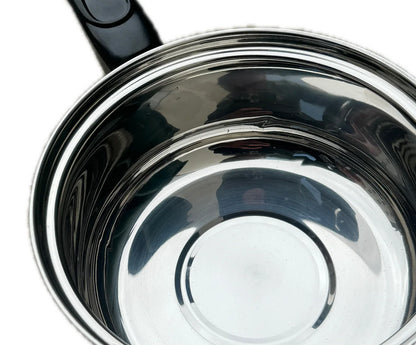 14cm Stainless Steel Milk Pot with Glass Lid Coffee Warmer w Handle - Mekamart Australia