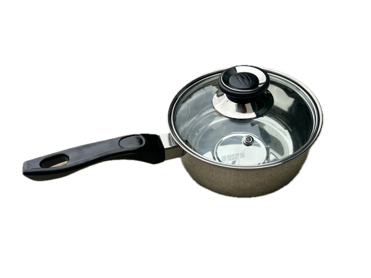 14cm Stainless Steel Milk Pot with Glass Lid Coffee Warmer w Handle - Mekamart Australia