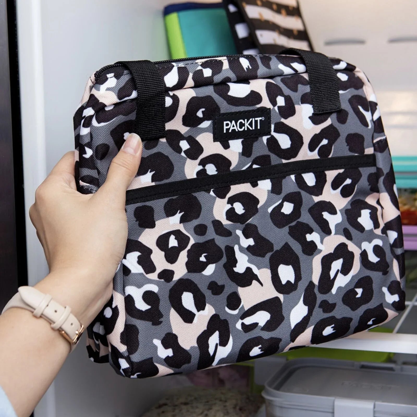 PACKIT Freezable Ice Lunch Bag Tote Food Storage Camping Travel Tiger - Wild Leopard - Mekamart Australia