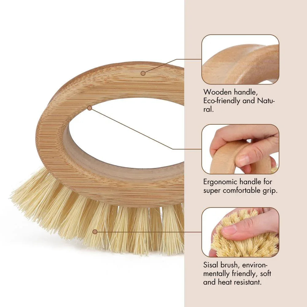 Bamboo Veggie Scrubber Brush - Mekamart Australia