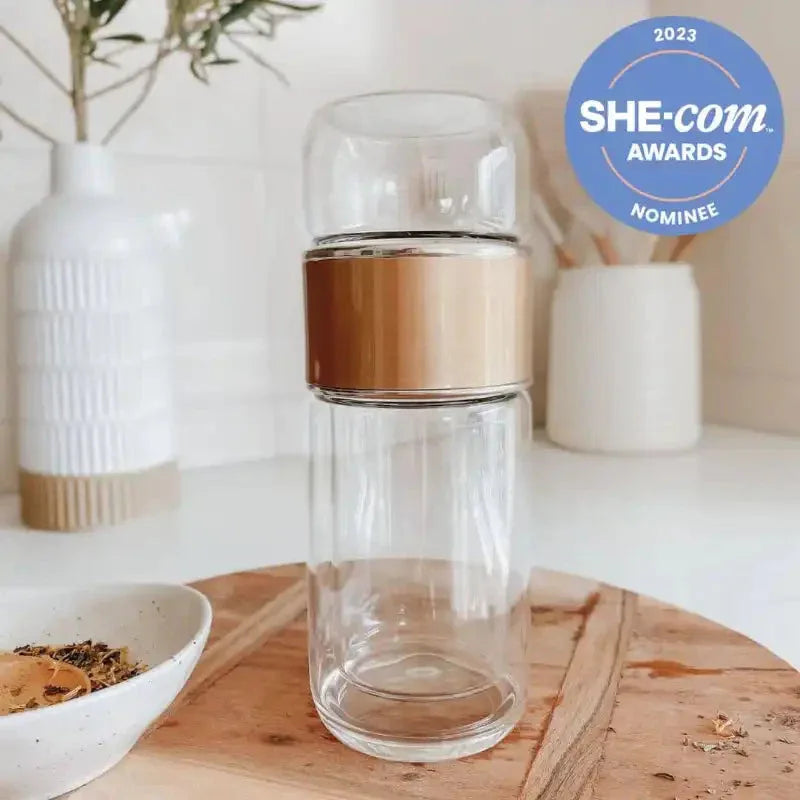 Double Wall Glass Tea Infuser Bottle - Mekamart Australia