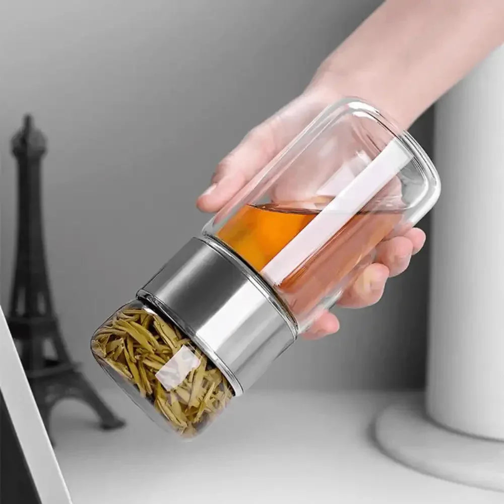 Double Wall Glass Tea Infuser Bottle - Mekamart Australia