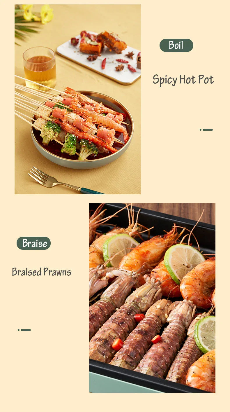 BEAR Multi-functional 2-in-1 Cooking Hot Pot And Griddle Barbecue Machine DKL-C15L1 - Mekamart Australia