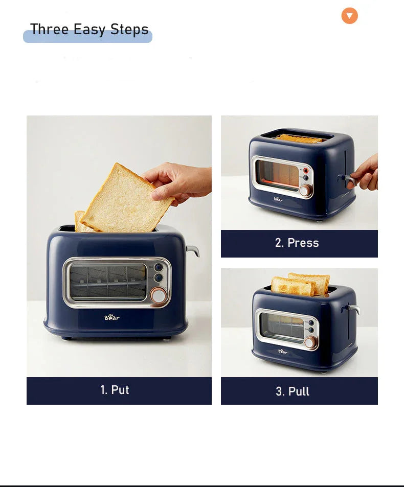 BEAR Double Slots Bread Toaster With Glass Window DSL-C02X1 - Mekamart Australia