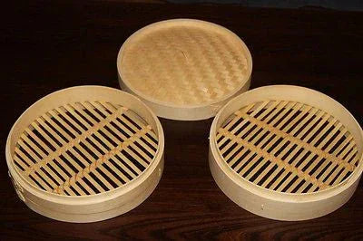 6 Inch Bamboo Steamer Set-2 Steamer Baskets With 1 Lid - Mekamart Australia