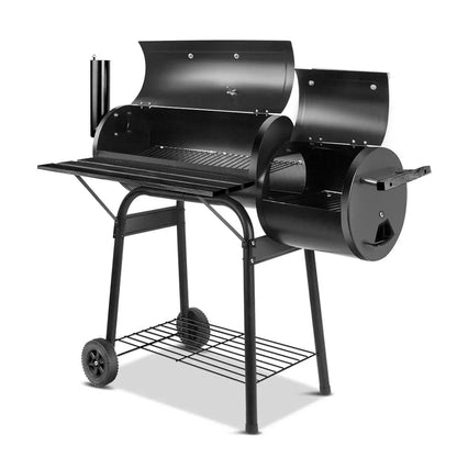 2 in1 BBQ Smoker Charcoal Grill Roaster Portable Offset Outdoor Camping Barbecue - Mekamart Australia