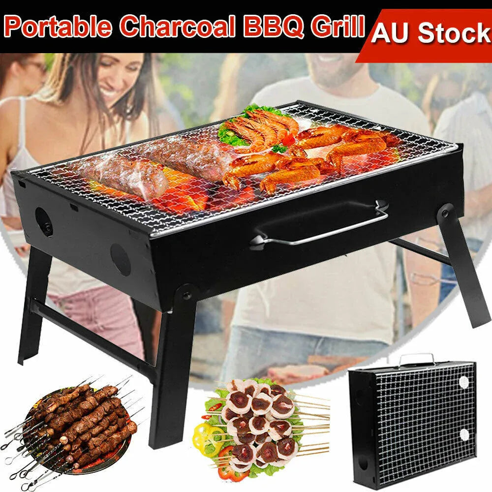 Outdoor Camping Portable & Foldable Charcoal BBQ Grill Hibachi Picnic Barbecue - Mekamart Australia