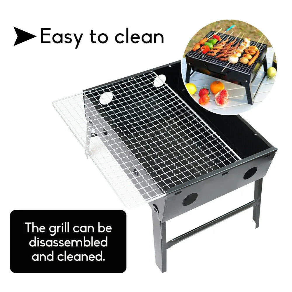 Outdoor Camping Portable & Foldable Charcoal BBQ Grill Hibachi Picnic Barbecue - Mekamart Australia