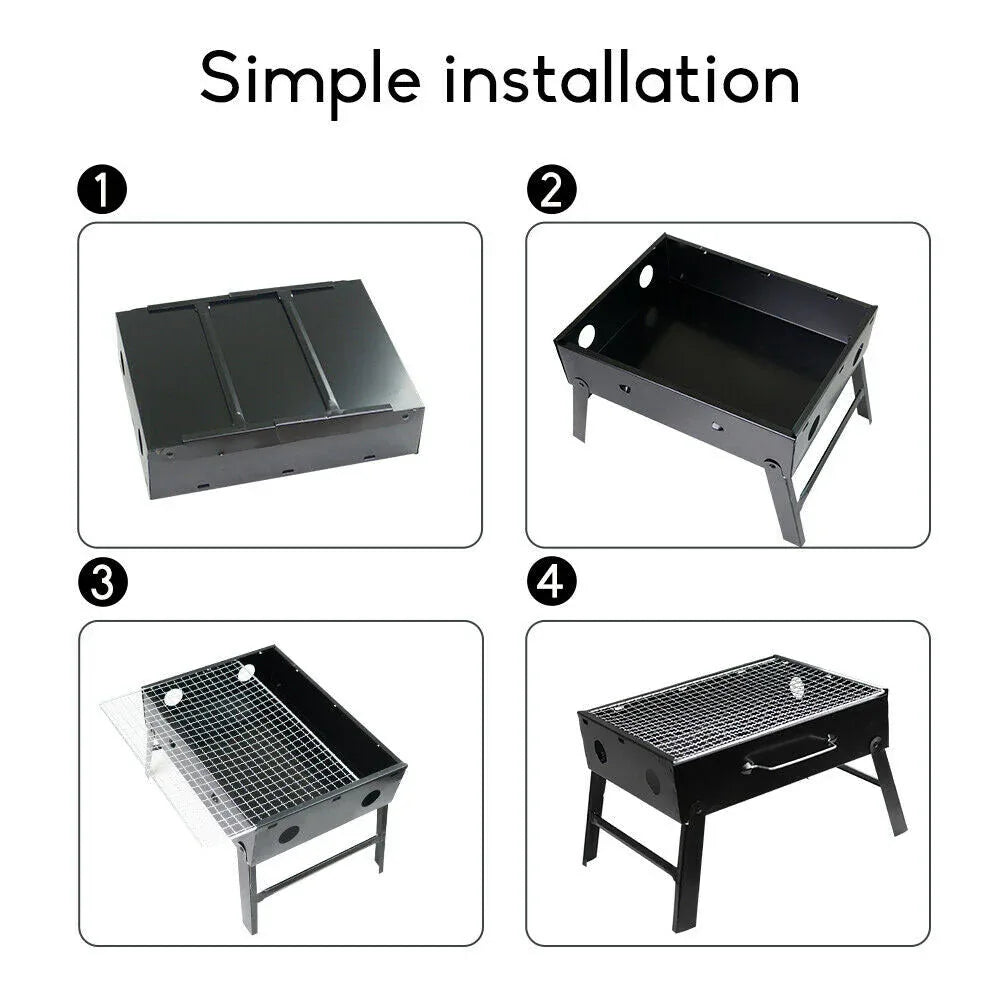 Outdoor Camping Portable & Foldable Charcoal BBQ Grill Hibachi Picnic Barbecue - Mekamart Australia