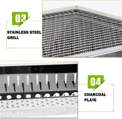 Stainless Steel Portable Outdoor BBQ Barbecue Grill Set Charcoal Kebab Picnic Camping Sets Medium - Mekamart Australia