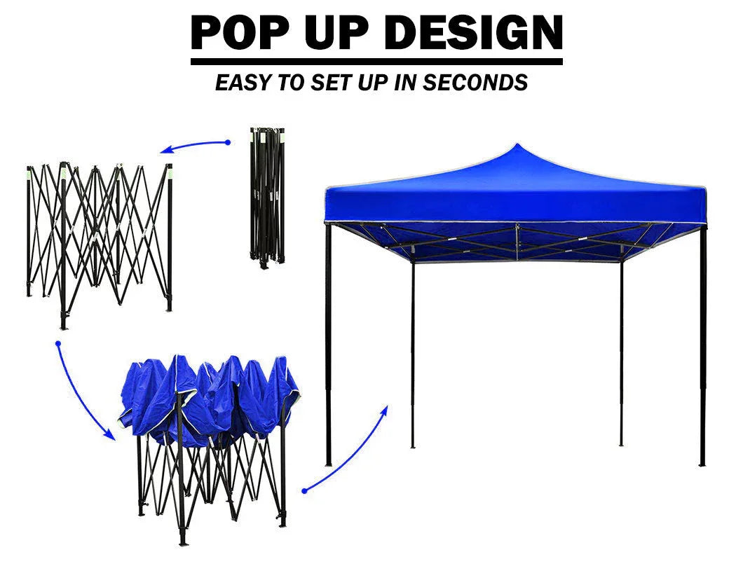 3x3m Pop Up Gazebo Outdoor Tent Folding Marquee Party Camping Market Canopy - blue - Mekamart Australia
