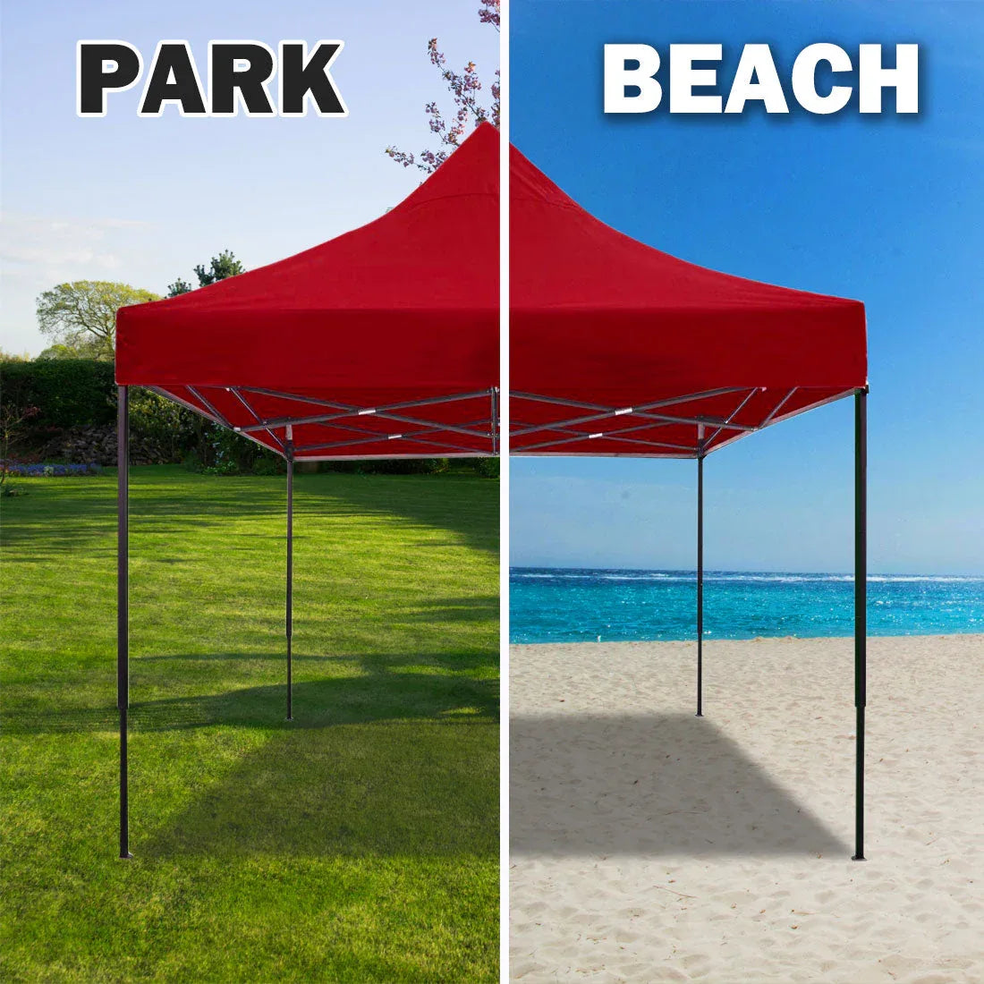 3x3m Pop Up Gazebo Outdoor Tent Folding Marquee Party Camping Market Canopy w/ Side Wall - red - Mekamart Australia