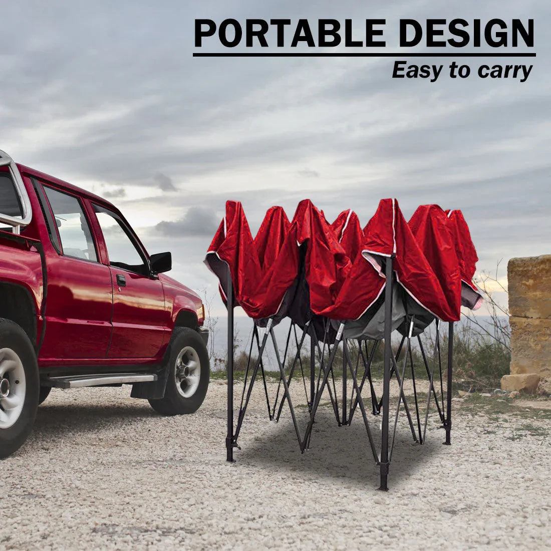 3x3m Pop Up Gazebo Outdoor Tent Folding Marquee Party Camping Market Canopy w/ Side Wall - red - Mekamart Australia