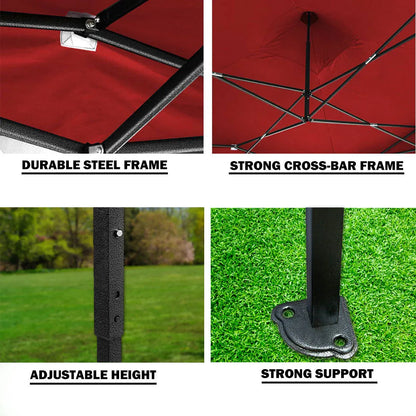3x3m Pop Up Gazebo Outdoor Tent Folding Marquee Party Camping Market Canopy w/ Side Wall - red - Mekamart Australia