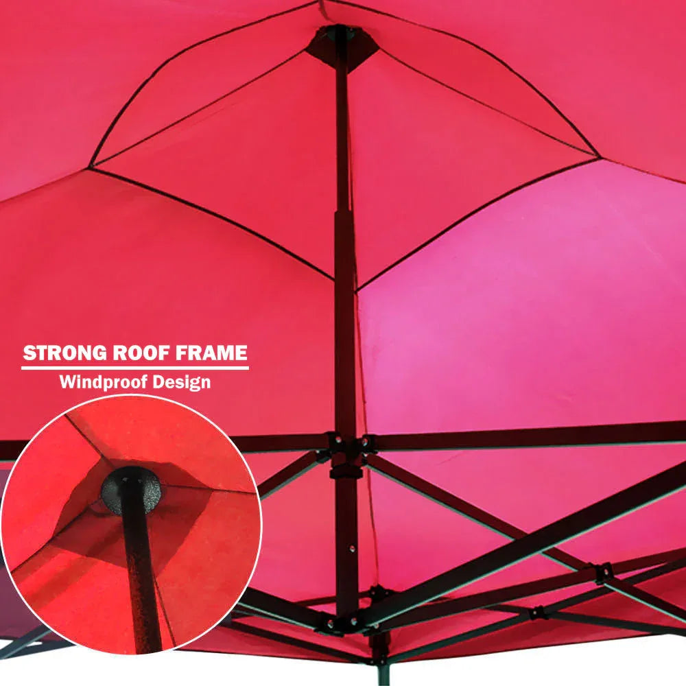 3x3m Pop Up Gazebo Outdoor Tent Folding Marquee Party Camping Market Canopy w/ Side Wall - red - Mekamart Australia