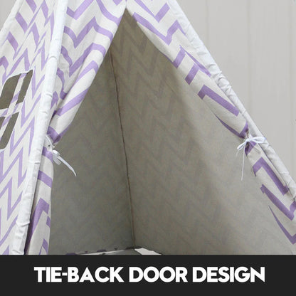 Giant Cotton Canvas Kids Teepee Wigwam Children Pretend Play Tent Indoor Outdoor Party - purple - Mekamart Australia
