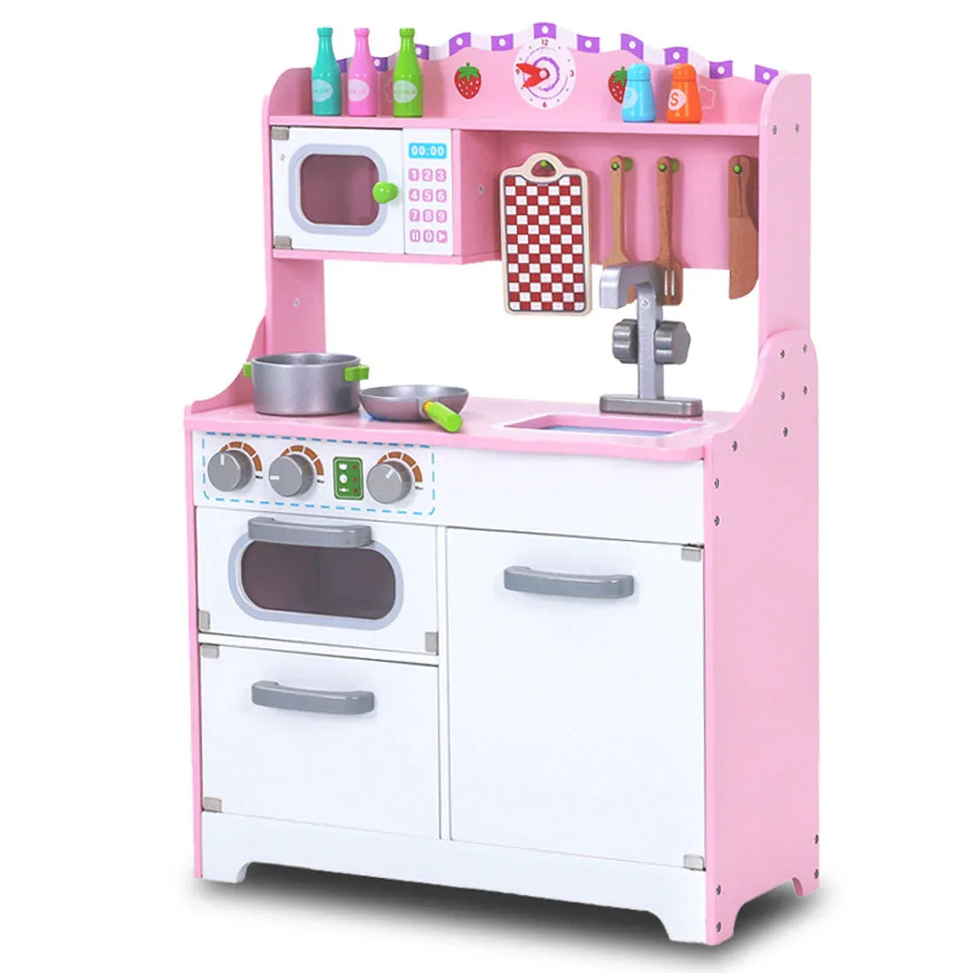 Kids Wooden Kitchen Pretend Play Set Toy Toddlers Children Cooking Food Cookware - Mekamart Australia