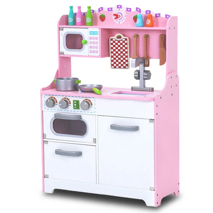 Kids Wooden Kitchen Pretend Play Set Toy Toddlers Children Cooking Food Cookware - Mekamart Australia