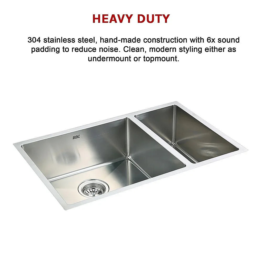 715x440mm Handmade Stainless Steel Undermount / Topmount Kitchen Sink with Waste - Mekamart Australia