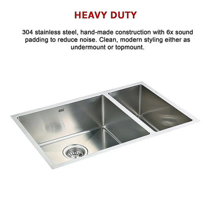 715x440mm Handmade Stainless Steel Undermount / Topmount Kitchen Sink with Waste - Mekamart Australia