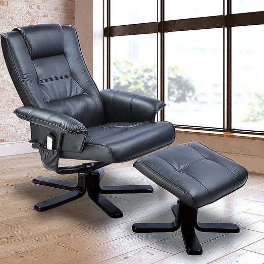PU Leather Massage Chair Recliner Ottoman Lounge Remote - Mekamart Australia