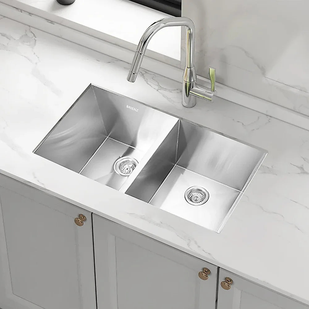 820x457mm Handmade Stainless Steel Undermount / Topmount Kitchen Laundry Sink with Waste - Mekamart Australia