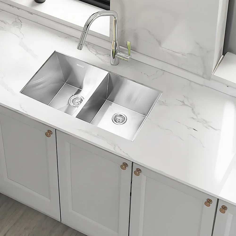 820x457mm Handmade Stainless Steel Undermount / Topmount Kitchen Laundry Sink with Waste - Mekamart Australia