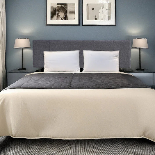 Linen Fabric King Bed Headboard Bedhead - Grey - Mekamart Australia