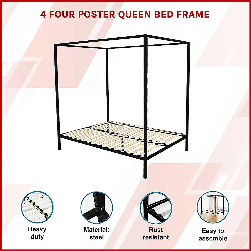4 Four Poster Queen Bed Frame - Mekamart Australia