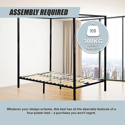 4 Four Poster Queen Bed Frame - Mekamart Australia