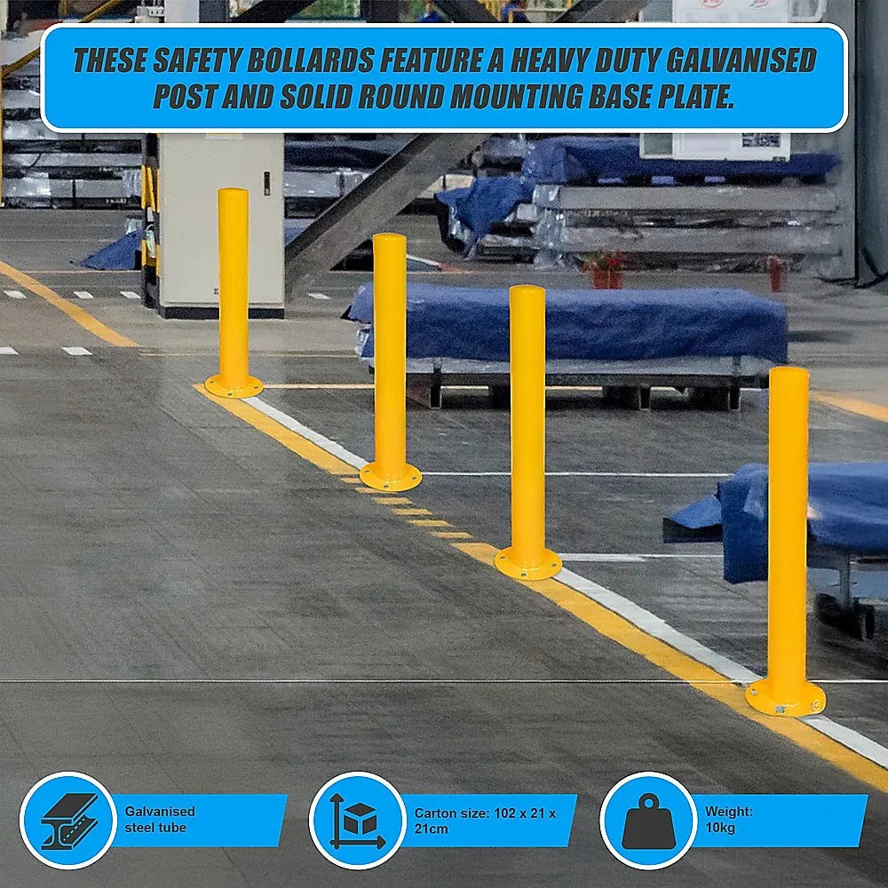 Yellow Heavy Duty Steel Bollard Post - Mekamart Australia