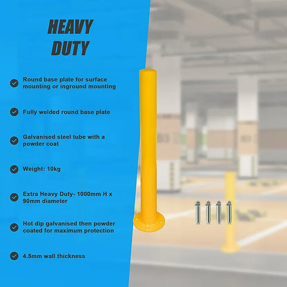 Yellow Heavy Duty Steel Bollard Post - Mekamart Australia