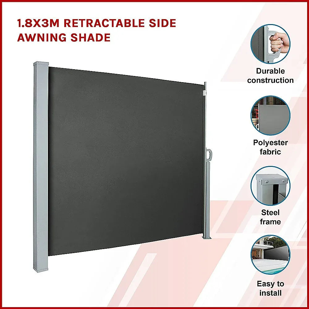 1.8X3M Retractable Side Awning Shade - Mekamart Australia