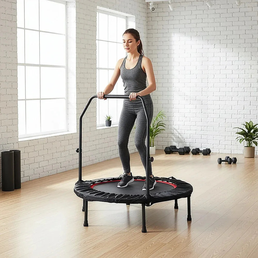 Mini Rebounder Trampoline with Adjustable Handle – Fitness Bounce Trainer - Mekamart Australia