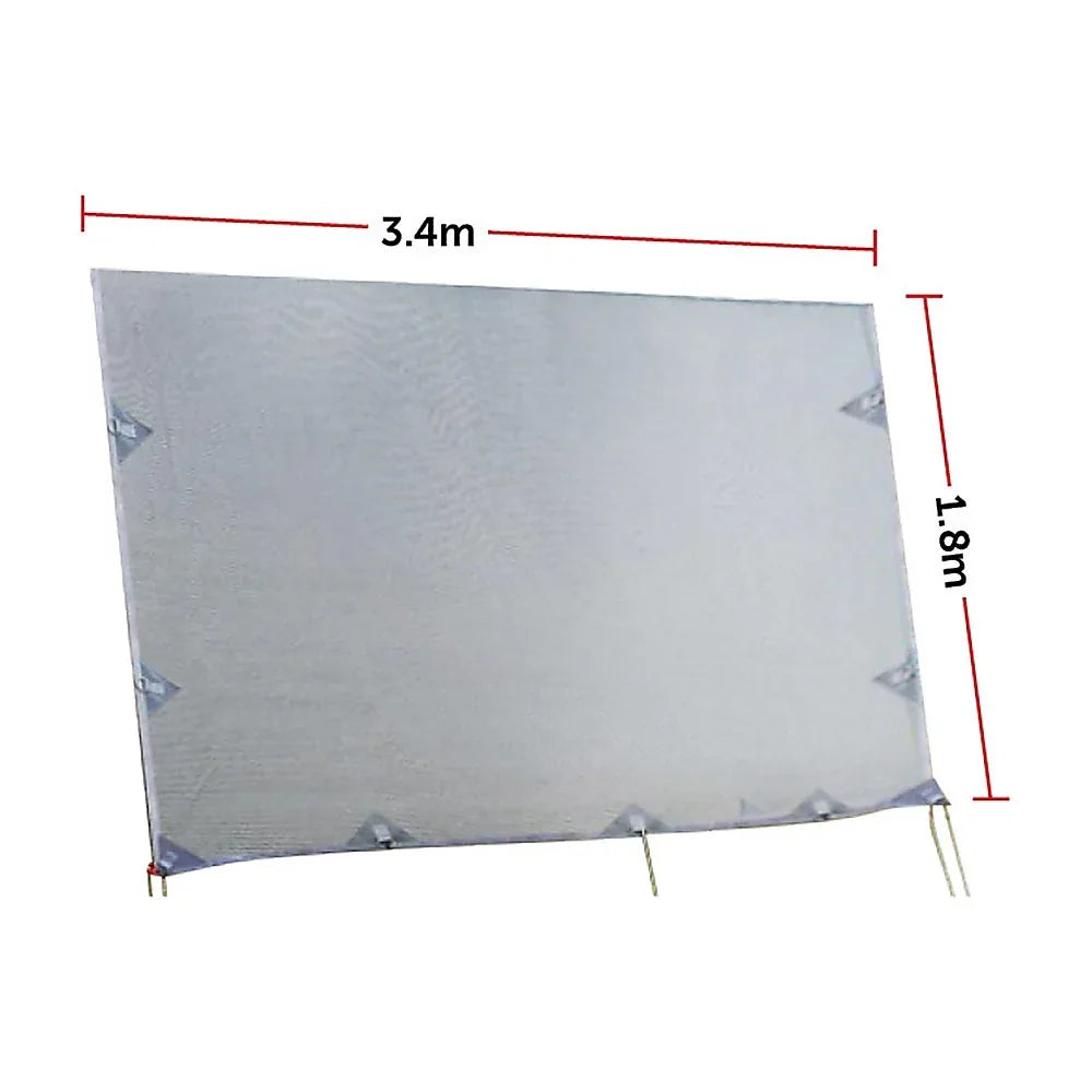 3.4m Caravan Privacy Screen Side Sunscreen Sun Shade for 12' Roll Out Awning - Mekamart Australia