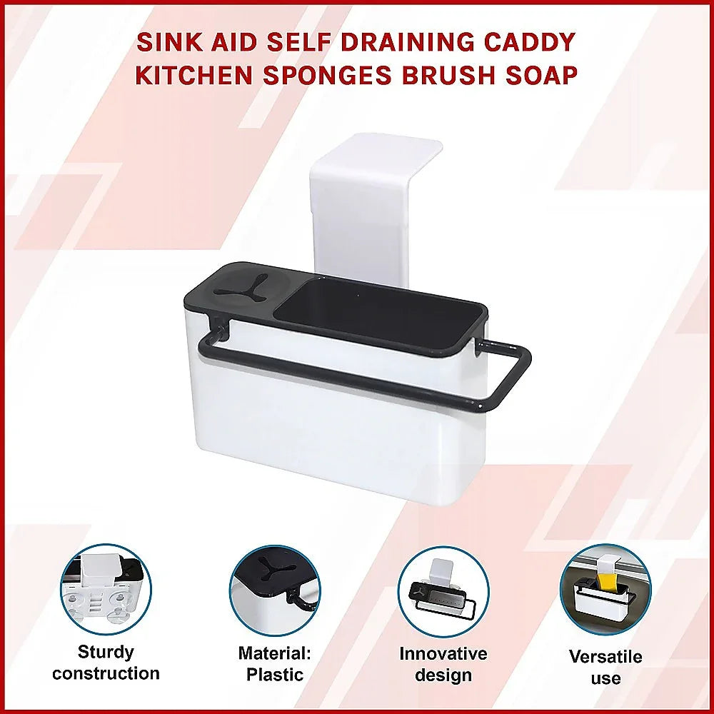 Sink Aid Self Draining Caddy Kitchen Sponges Brush Soap - Mekamart Australia